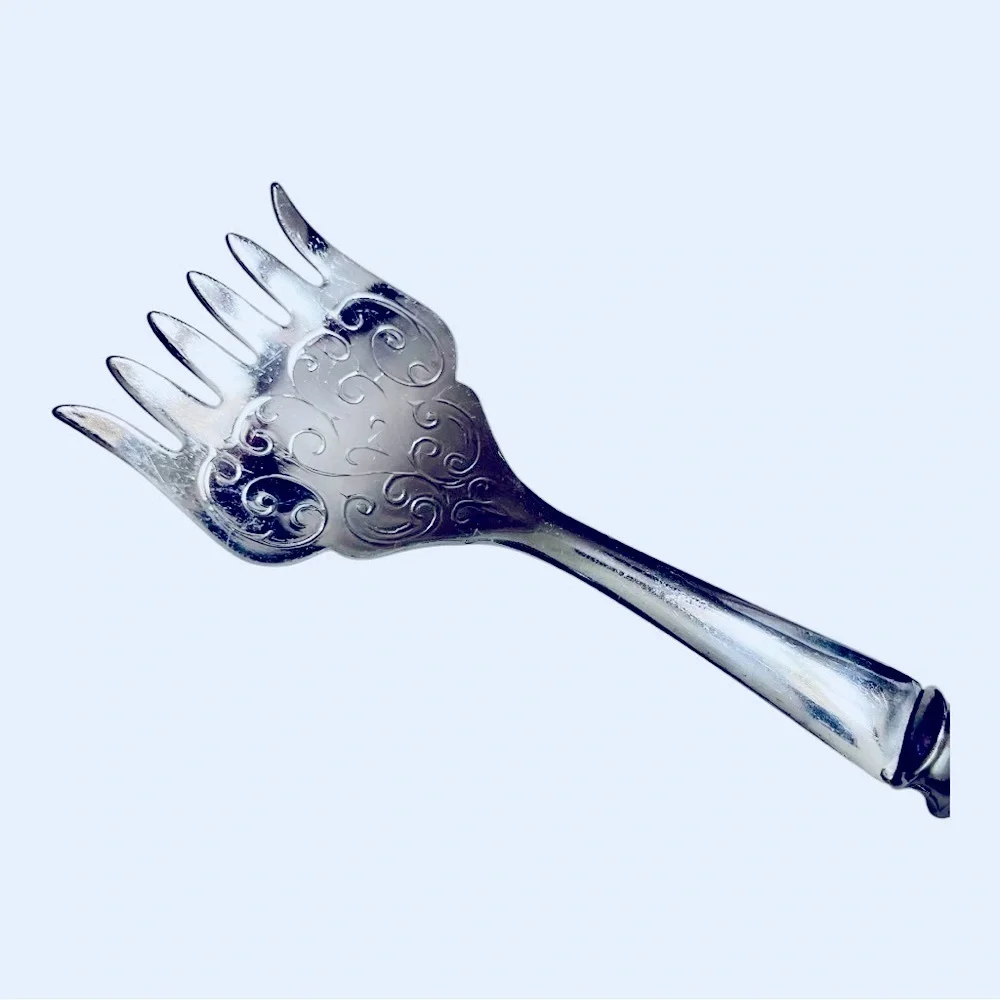 PRILL SHEFFIELD ENGLAND STAINLESS STEEL PORCELAIN SERVING FORK